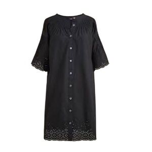 J.Crew The Jolie Dress in Black Eyelet Cotton Poplin